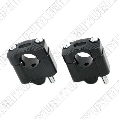 2Pcs Black Motorcycle Handlebar Clamps Risers Adaptor For 7/8''-1 1/8'' Handlebars