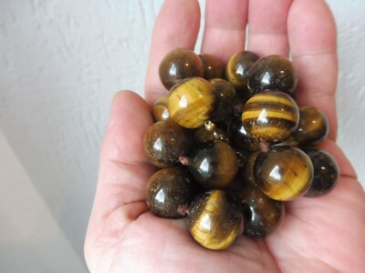 Beautiful Pearl Necklace, Tiger Eye, Ball Necklace, 18mm