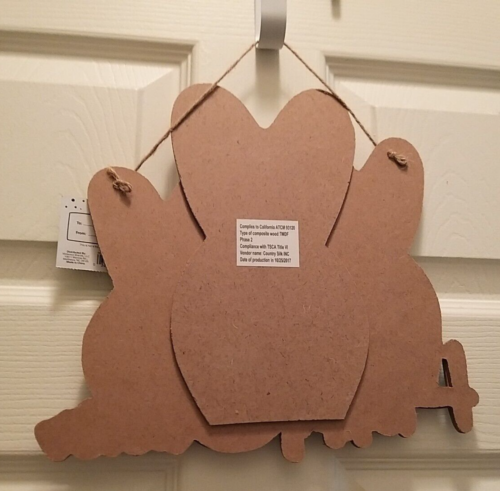 Happy Easter Glitter Three Bunnies Wooden Hanging Decorative Sign Indoor Outdoor - Picture 5 of 5