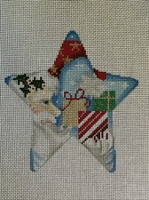 Handpainted Needlepoint Canvas Santa Moon Star 18ct Associated Talent CT-1703