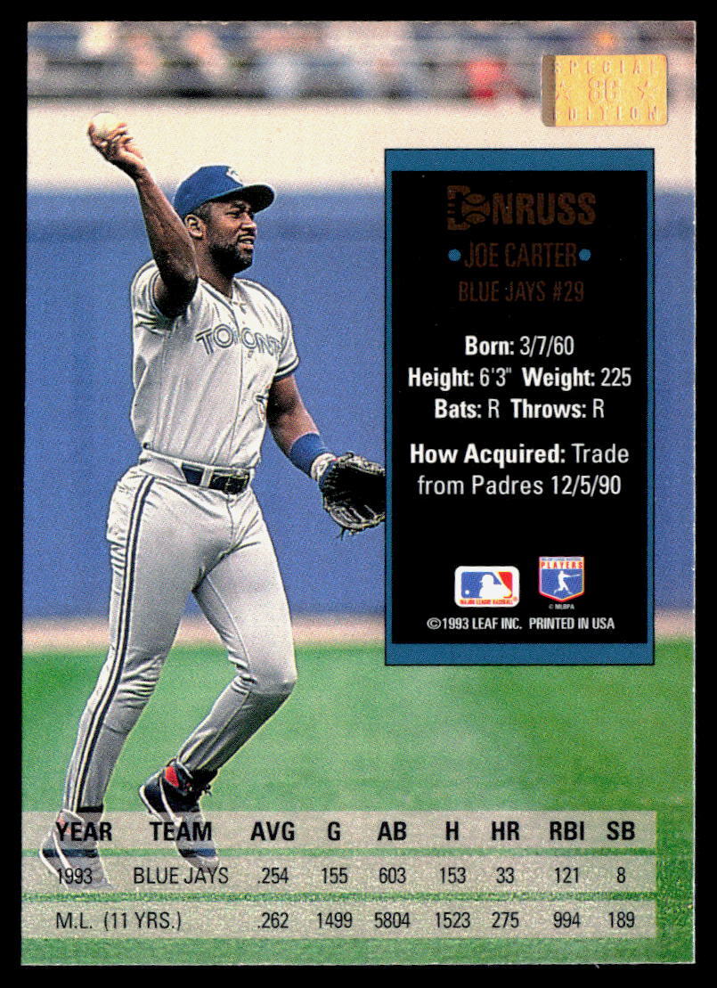 Joe Carter 1994 Donruss Special Edition #86 NMT | eBay