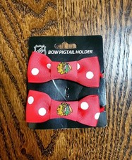 Chicago Blackhawks Bow Pigtail Holder Hair Bows
