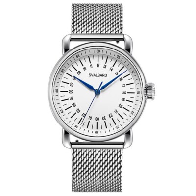 Svalbard SNODEKTE FA21 Quarz Swiss Stahl Weiß Silber Blau Saphir Herren Uhr