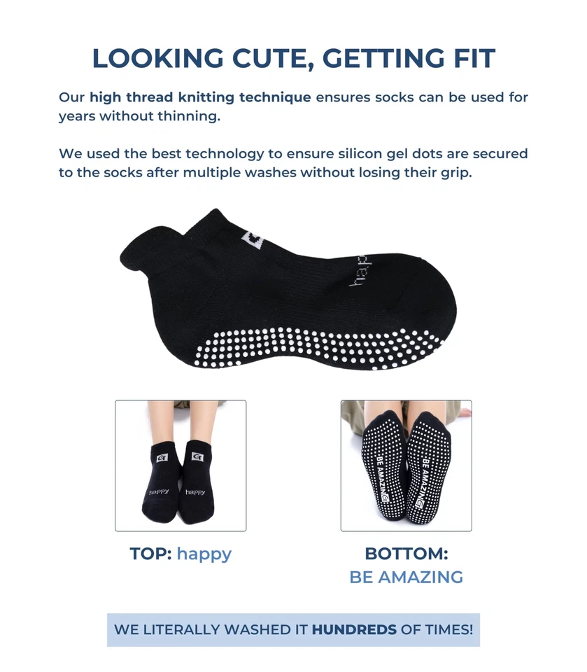 Calcetines Antideslizantes Barra de Yoga Pilates Hospital Maternidad Calcetín con Empuñaduras para Mujer M... Foto 2 de 4