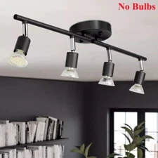 4 Light LED Track Lighting Kit Black 4 Way Ceiling Spotlight Flexibly Rotatable