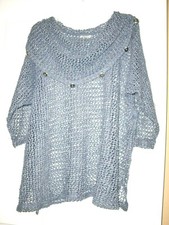 MADE in USA~AUTHENTIC~A.K.A.~PURPLE/LUREX~Cowl Neck~Net Knitted~Sweater size M
