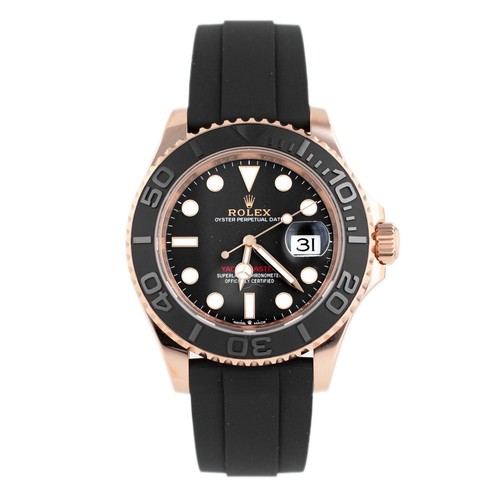 Rolex Yacht-Master 40 Rose Gold Black Dial Oysterflex 40mm 126555 Full Set