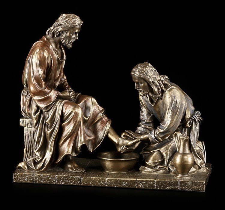 Veronese Jesus Figur Mandatum Die Fußwaschung Heiligen Statue Bronze Resin