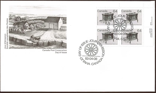 Canada    #932 URpb      "WOOD STOVE"       Brand New  1983  Ofdc Block Issue