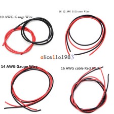 10/12/14/16 AWG Gauge Wire Flexible Silicone Copper Cables RC Black Red 1M 1M