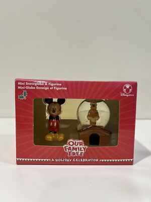 Vintage Disney Store Our Family Tree Mini Snowglobe & Figurine Mickey Pluto