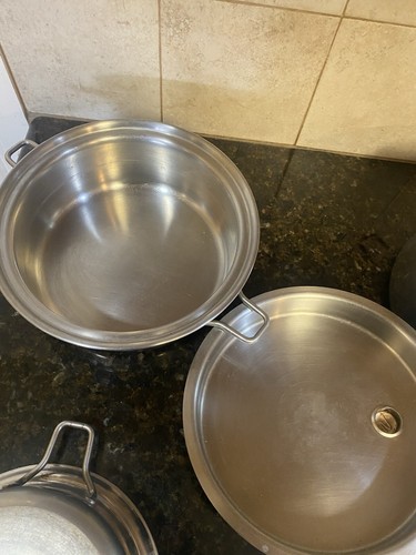 4 Saladmaster Versa Tec TP304-316 Surgical SS Saucepans Skillets, Lids, Handles - Foto 10 di 23
