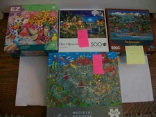 Lot of 4 - 300-550 piece Value priced Jigsaw Puzzles each missing 1 piece
