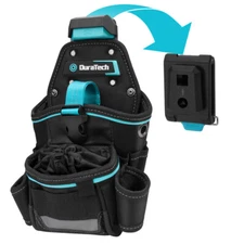 DuraTech Large Drill Driver Holster Drill Holder w/Holder Strap Side Bit Pockets