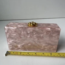Edie Parker Women's Pink Jean Mini Acrylic Mirror Box Clutch Hand Bag
