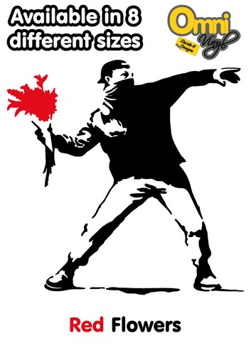 BANKSY Blumenwerfer Vinyl Transfer Aufkleber Auto Wand Laptop Fenster Fahrrad - Bild 13 von 20