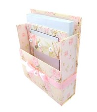 42-Pc Stationery Gift Box Set w/Reusable Desktop Organizer Box and Gold Pen - Sh