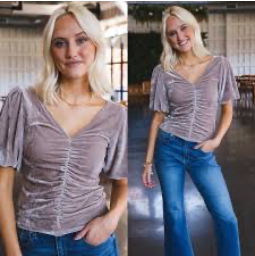 NWT Free people Cupcake Velvet Top Cashmere Puff Slv Shopbop