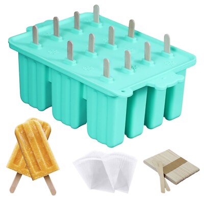 2 Pcs Silicone Popsicle Molds With Lids & 100 Sticks - 4 Cavity Ellipse Molds For DIY Ice Pops - View #4