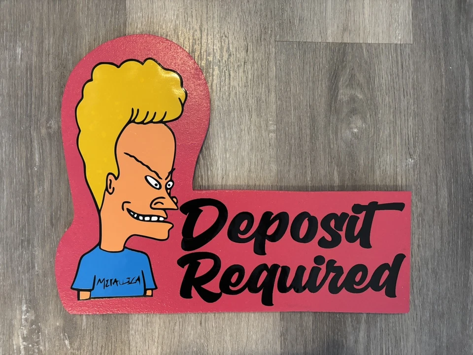 Letrero de punta de peluquería de tatuaje requerido depósito Beavis Foto 3 de 4