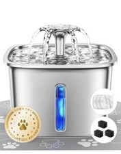 Veken Innovation Award Winner Stainless Steel Cat Pet Water Fountain, 95oz 2.8L