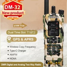 Baofeng DM-32 DMR Digital Walkie Talkie GPS Dual Time Slot AM FM APRS Ham Radio