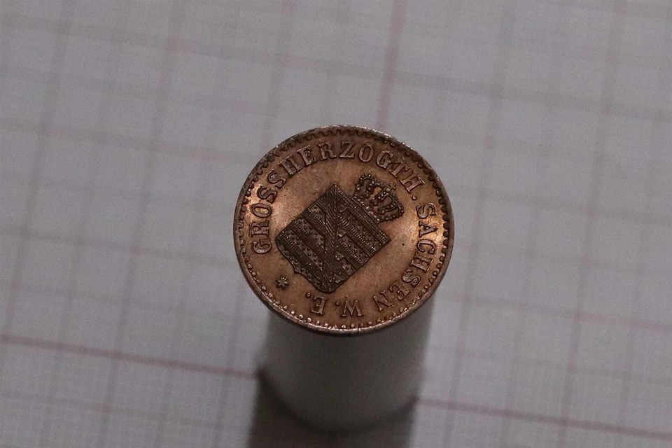 π§ π©πͺ GERMANY SAXONY WEIMAR 1 PFENNIG 1865 A HIGH GRADE B79 #2866 - Image 2 of 2