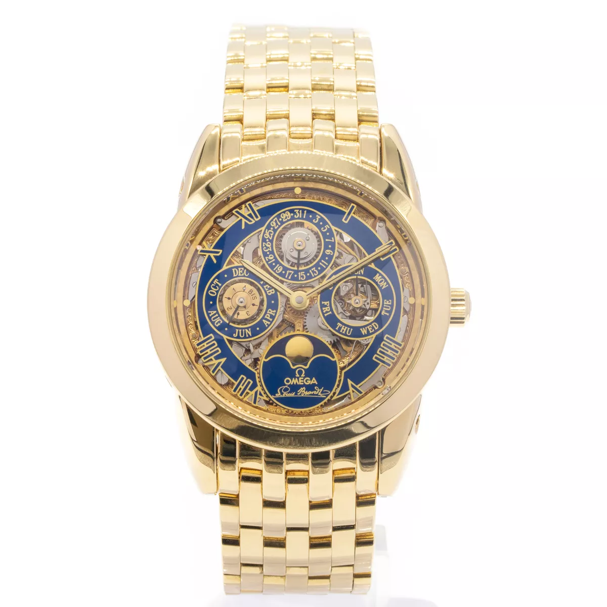 Omega Louis Brandt 5349.80.00 Perpetual Calendar Skeleton Yellow Gold Men's