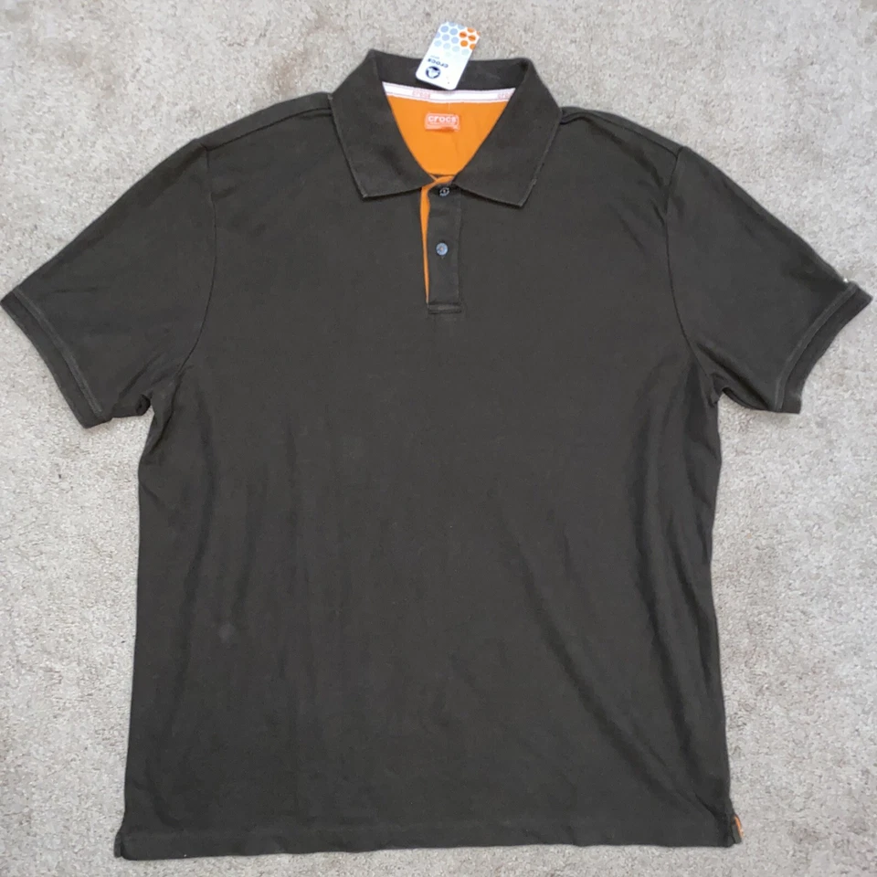 NUEVO CON ETIQUETAS NUEVO Camisa Polo Crocs XXL Marrón Tecnología Relajada Informal Golf Manga Corta Foto 2 de 4