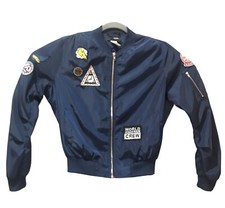 Women s Juniors Lightweight Windbreaker Jacket Size M Navy Blue Casual Zip Up