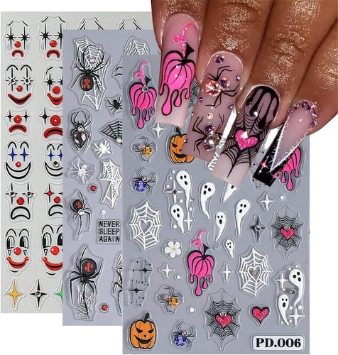 Halloween Nagelsticker (8 Blätter) – Mit Geistern & Gruselmotiven – Selbstklebend Für Nail Art