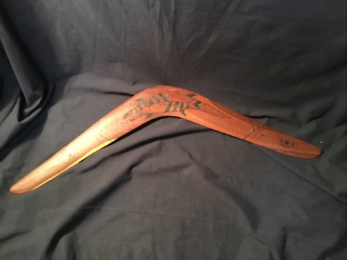2 Australian Boomerangs Wooden Souvenir Handcrafted Aboriginal Made 1986 - Picture 9 of 14