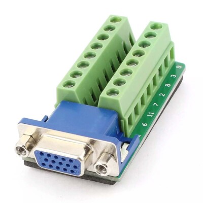 D-sub DB15 Breakout Board Connector 15 Pin 3-row Female Port Solderless with Nut
