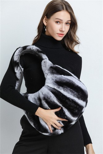 Moda Mujeres Hobo Bolsos Piel Completa Rex Piel de Conejo Bolsos Informales Bolsos de Hombro - Imagen 3 de 48