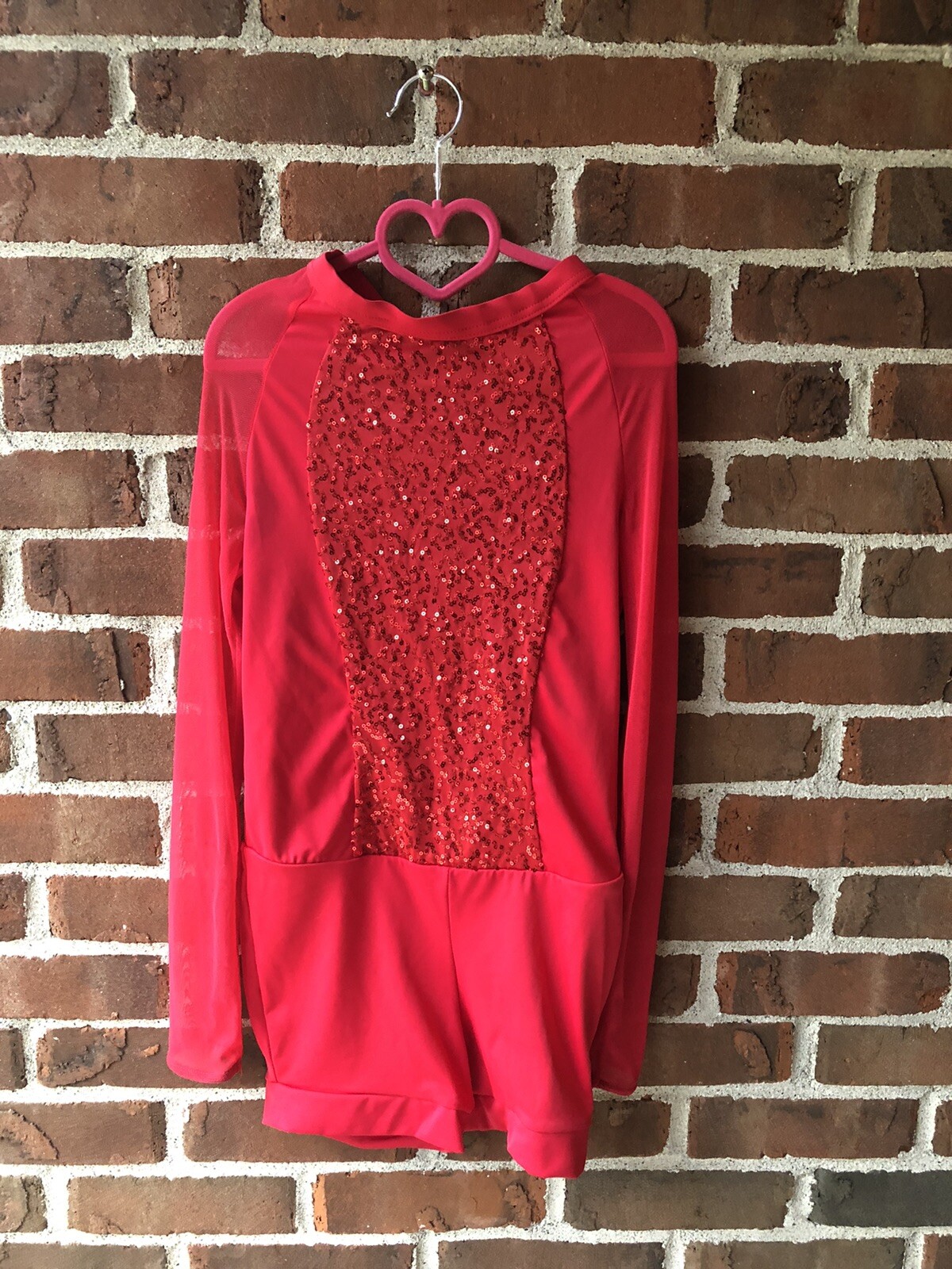 Dance Costume Large Child Red Sequin Weissman Gem