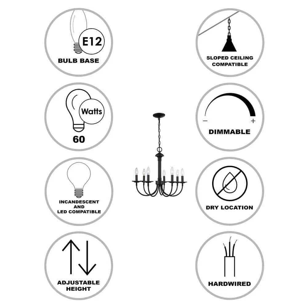 7-Light Oil Rubbed Bronze Candle Chandelier Light Fixture DC-C4232