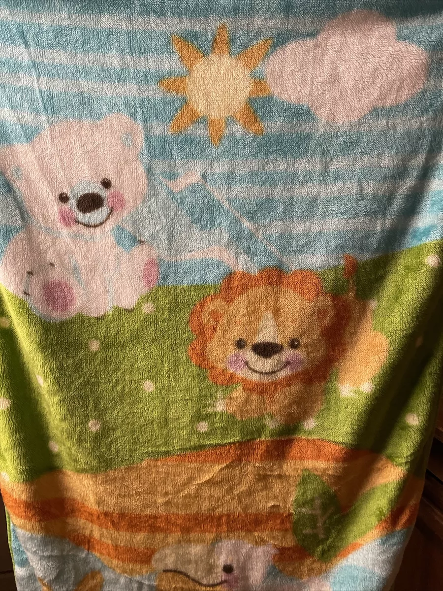 Fisher Price Precious Planet Baby Blanket Lion Polar bear starfish pelican 30x45