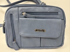 MultiSac Zippy Triple Blue Compartment Crossbody Bag EC 