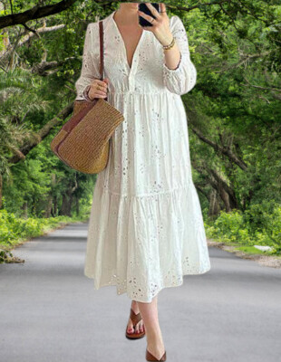 ZARA NEW COLLECTION OPENWORK WHITE EMBROIDERY DRESS sz S