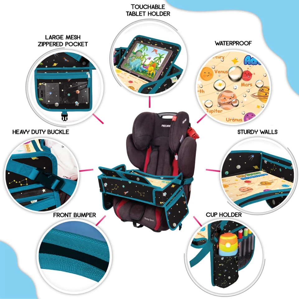 Kids Car Seat Travel Tray - Activity Tray Table For Toddler - Baby Travel Desk - Image 4 of 4