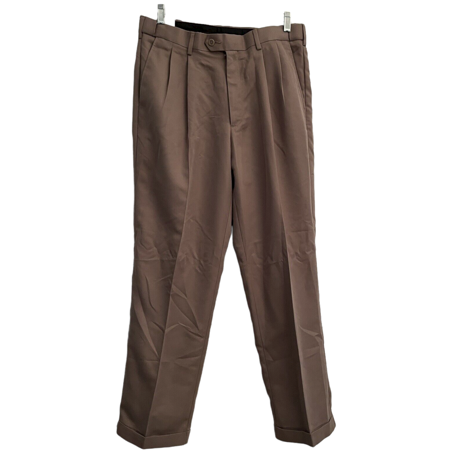 Savane Expandable Comfort Waistband Double Pleat Khaki Pants W 33 x 30