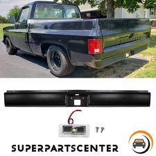 Rear Steel Roll Pan w/License Plate Light For 1973-1987 Chevy GMC C10 Fleetside