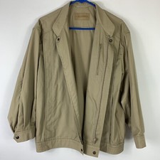 Vtg Lodenfrey Lightweight Jacket Coat Tan Khaki Beige Full Zip Womens Xl