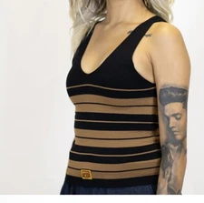 FB County Women Charlie Brown Tank Top Black / Tan