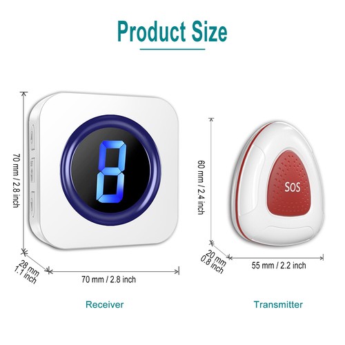 Wireless Caregiver Pager,room monitors for elderly,SOS call bell button,LIKEPAI - Picture 9 of 10