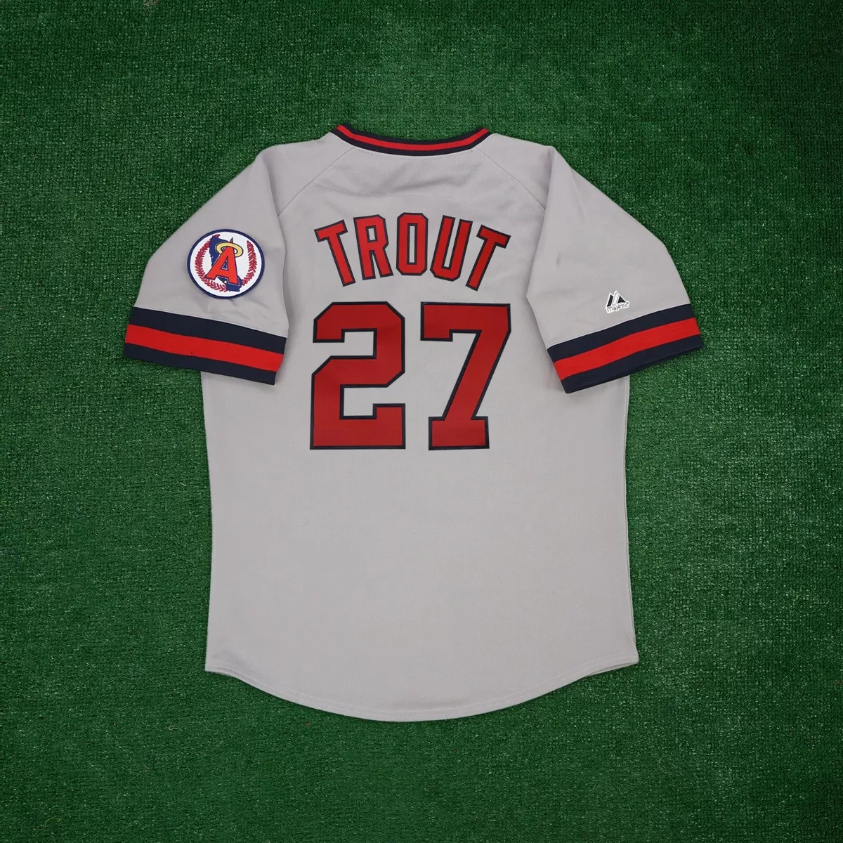 Mike Trout California Angels Men's Cooperstown Grey Road Jersey w/  Team Patch