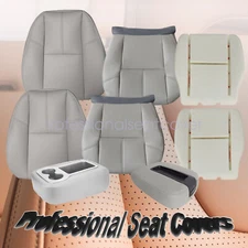 For 2007-2014 GMC Sierra 1500 Driver Passenger Top Bottom Seat Cover Gray Foam