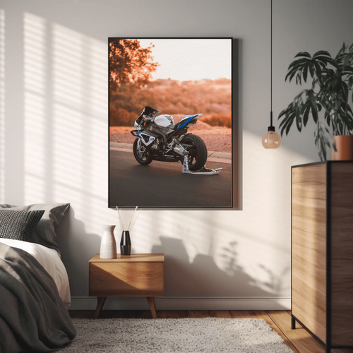 BMW Inspired S1000RR HP4 Motorcycle Art Print 005 Premium Satin Wall Decor - Picture 3 of 12