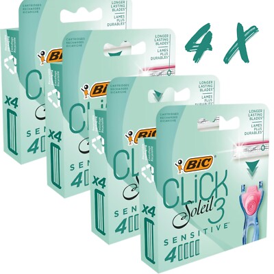 4 x BIC Click Soleil 3 Sensitive Damen 4er Pack Rasierklingen Sensitive