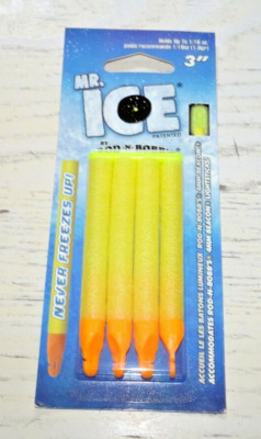 Mr Ice 3'' Yellow Orange Bobber Slip Never Freeze Up Summer Winter Sensitive Glow